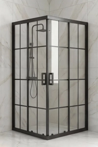 Duşakabin Kare 5mm Siyah Çizgi Cam 190cm